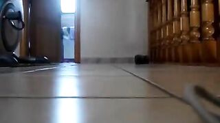 Amateur girl shits smearing on the floor