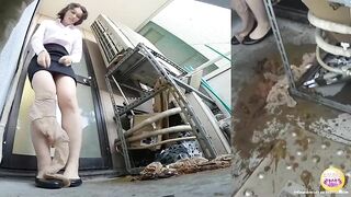 Cheeky Asian office girl teasing with her shit