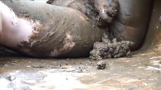 Massive poop covered lady