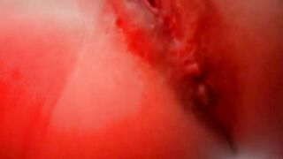 Blonde beauty sniffs her poo