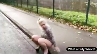 German gorgeous milf shitting by the road side