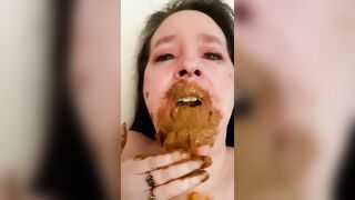 Chubby girl scat swallowing POV