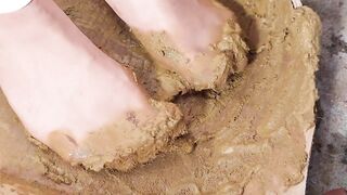 Very dirty brown pantyhose glued of dog scat