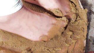 Very dirty brown pantyhose glued of dog scat