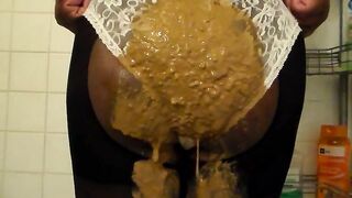 Very dark ebony and messy panty poop