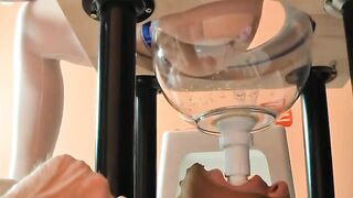 Pretty blonde in stockings dropping shit for slave