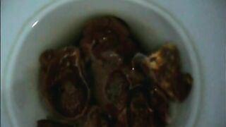 Slutty girl masturbates and poo