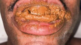 Dude eating messy shit