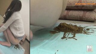 Lovely Japanese girl splashing shit on the floor