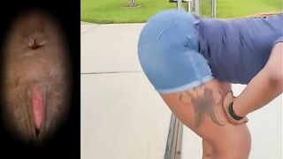 Huge ass lady showing her ass and shit