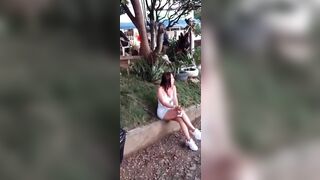 Latina Publicly Shits In Her Hand Outdoor