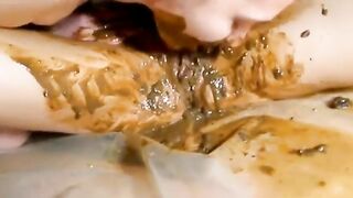 Busty lesbian scat fun