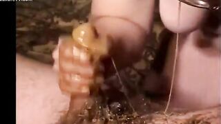 MILF covers a cock with shit in sex