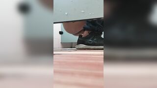Girl takes a massive shit on the floor while wearing sneakers