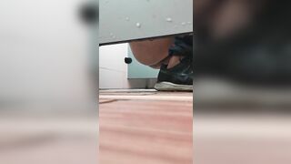 Girl takes a massive shit on the floor while wearing sneakers