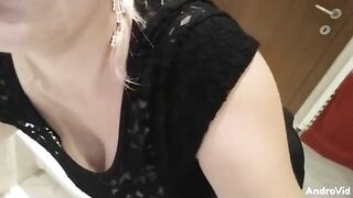 Sweet busty blonde girl masturbates and poop