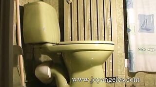 Babe Sabrina poops in the toilet
