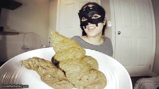 Busty chick poops on the plate