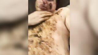Scat addicted slut loves eating sticky shit