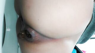 Very cute brunette girlfriend showing her yummy pooping hole