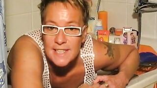 Kinky German mature lady poops hard
