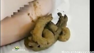 Nice Japanese sleeping girl poop teasing