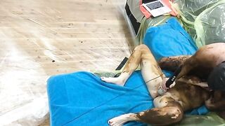 Slut gets scat covered while fucking and cum