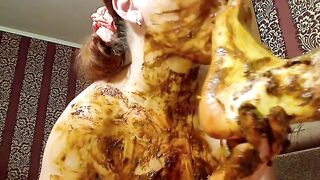 Sucking licking and eating scat foot