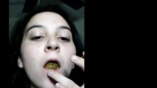 Teen scat girl chewing and swallowing