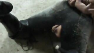 Tied extreme slave rolling in shit