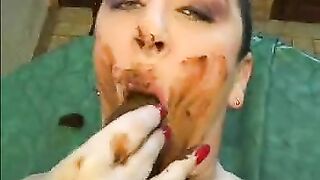 Slut covered in shit gets drilled