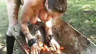 German milf playing with dirty shit