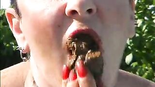 Huge titty German milf smearing shit