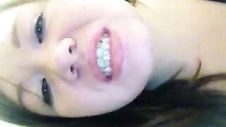 Asian hot babe eating shit