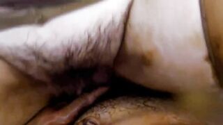 Hairy horny wife rides cock -Scat Sex