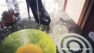 Very hot blonde eating shit and pissing