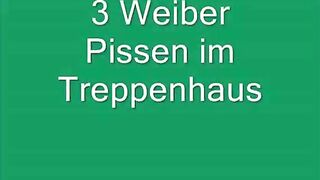 3 Milfs Pee on the Stairs