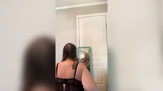 Massive tits mature lady playing with shit