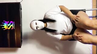 Masked big ass girl leaking shit