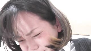 Japanese brunette girl pushing shit