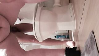BBW Pisses and shits over toilet while getting fucked