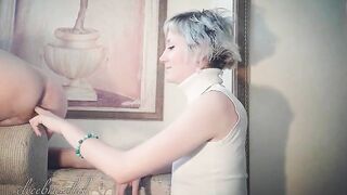 Platinum blonde licking and eating shit