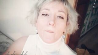 Platinum blonde licking and eating shit