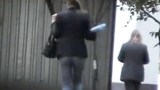 Caught hot babes peeing voyeur