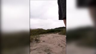 Chubby and naked pee in nature