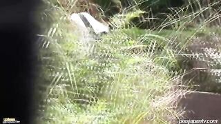 Fit amateur hairy babe caught peeing outdoor