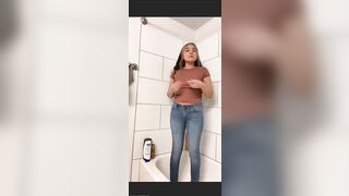 Cute Latina Peeing Her Blue Jeans