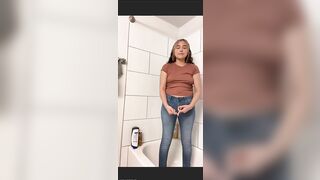 Cute Latina Peeing Her Blue Jeans