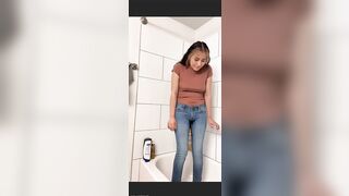Cute Latina Peeing Her Blue Jeans