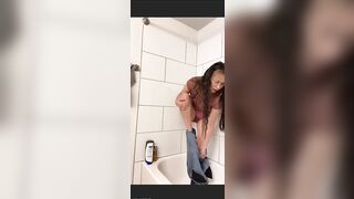 Cute Latina Peeing Her Blue Jeans